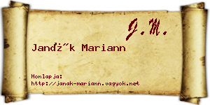 Janák Mariann névjegykártya